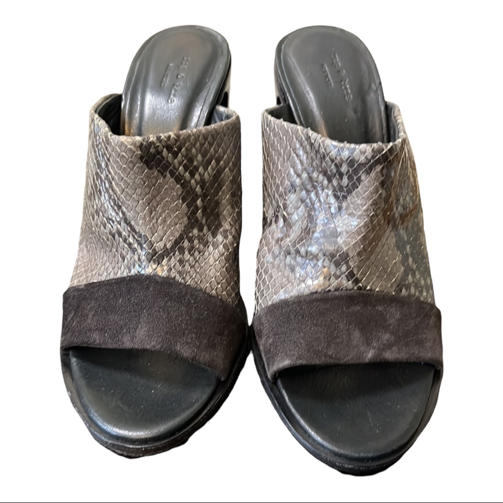 Rag & Bone 'Tristan' Snake Print Suede Leather Mule Sandals, Size 7